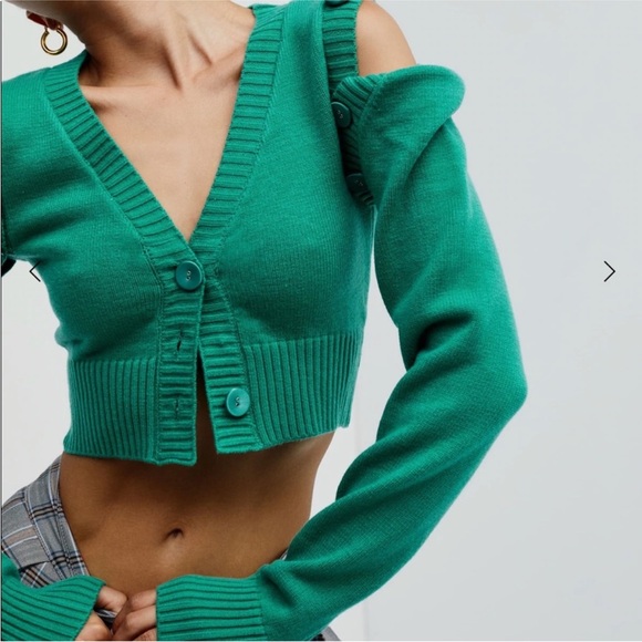 For Love and Lemons Green cropped cardigan - Picture 3 of 3